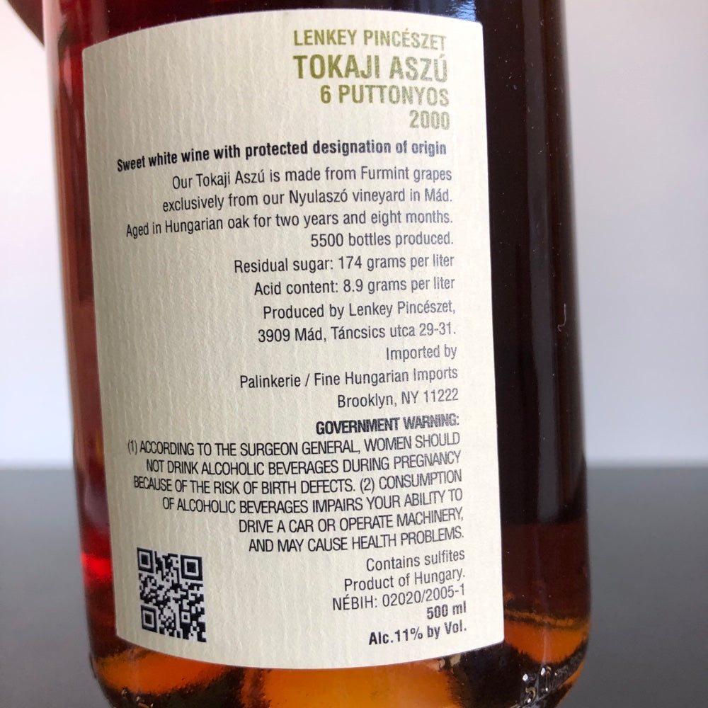 2000 Lenkey Pinceszet Tokaji Aszu 6 Puttonyos Tokaj, Hungary