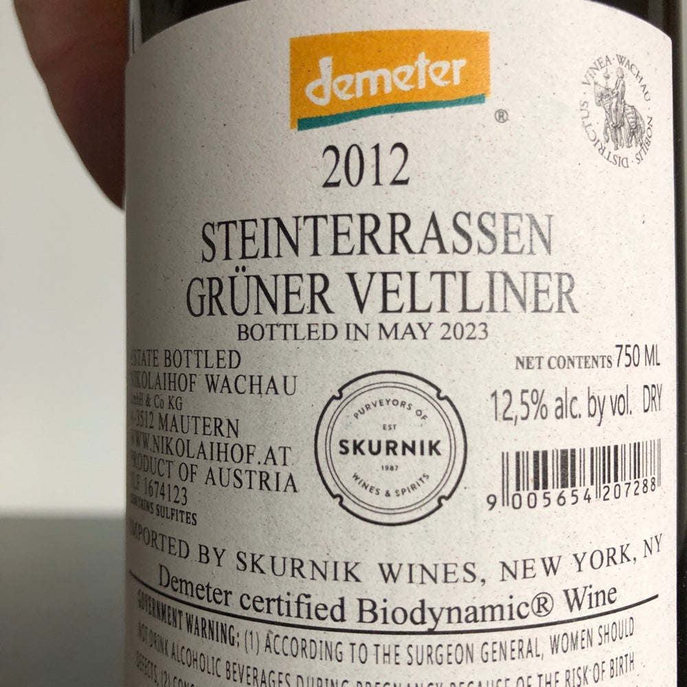 2012 Familie Saahs Nikolaihof Steinterrassen Gruner Veltliner, Wachau, Austria