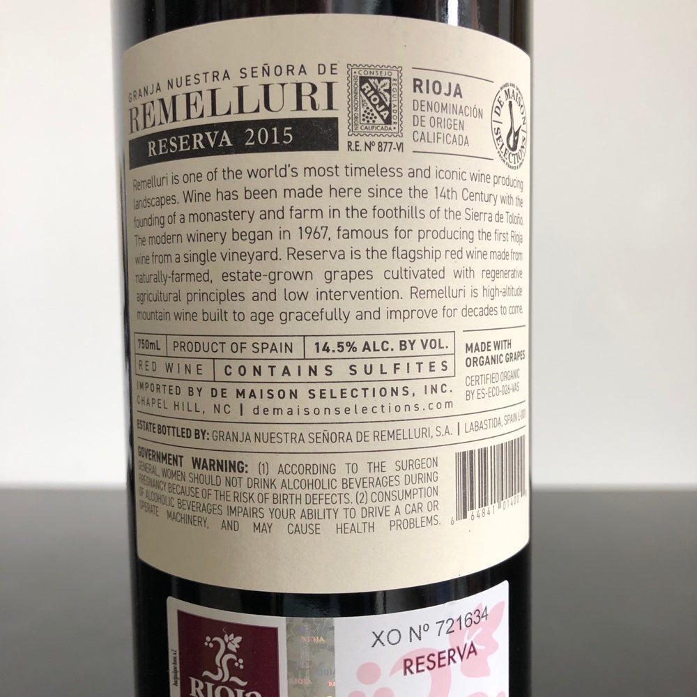 2015 Remelluri Reserva Rioja DOCa, Spain