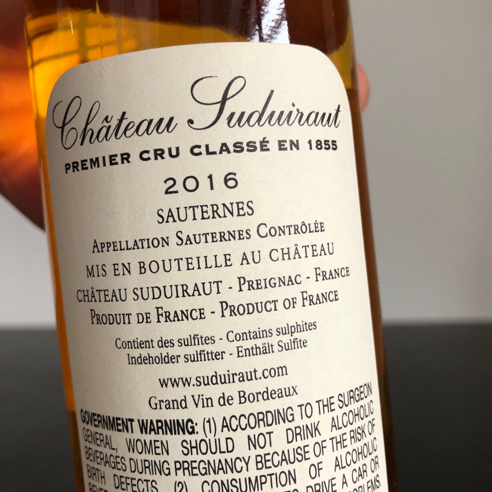 2016 Chateau Suduiraut Sauternes 375ml, France