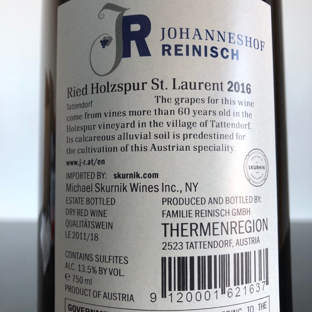 2016 Weingut Johanneshof Reinisch Holzspur Grand Reserve St. Laurent, Thermenregion, Austria