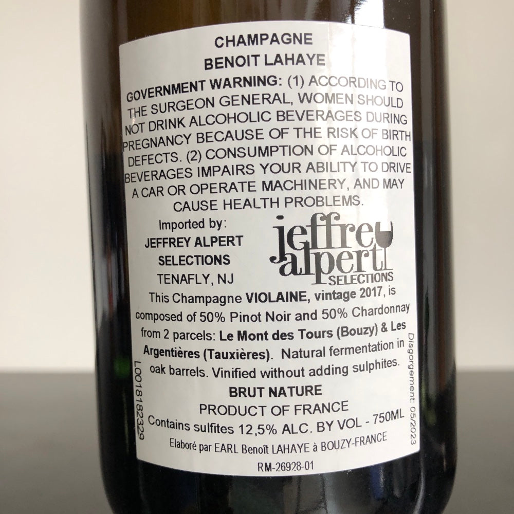 2017 Benoit Lahaye, Brut Nature 'Violaine', Champagne, France