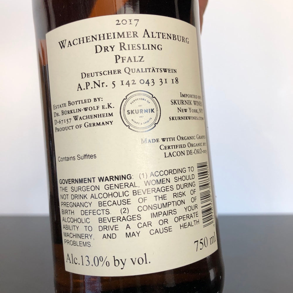 2017 Dr. Burklin-Wolf Wachenheimer Altenburg P.C. Riesling Trocken, Pfalz, Germany