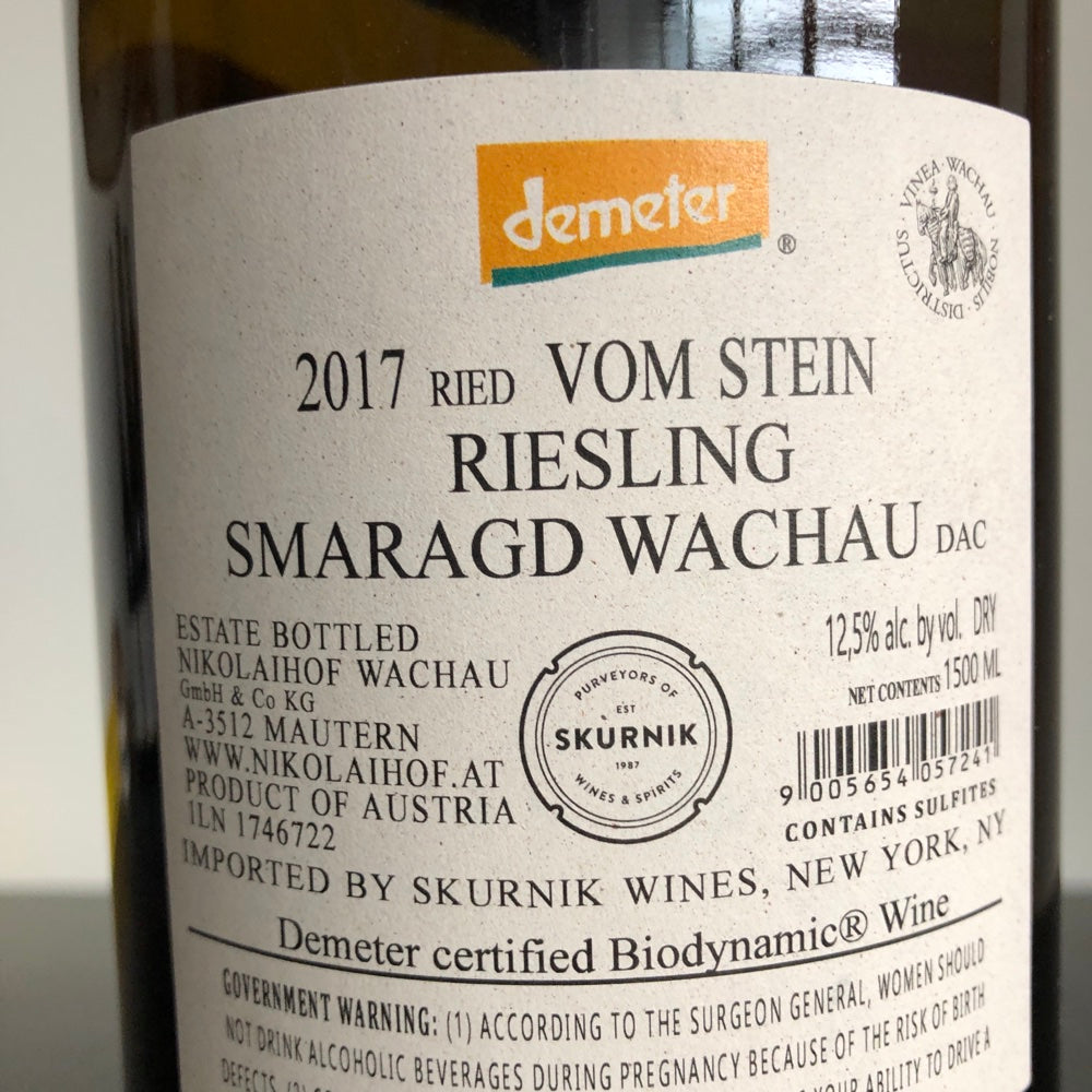 2017 Familie Saahs Nikolaihof Riesling vom Stein 1.5L Magnum Smaragd, Wachau, Austria