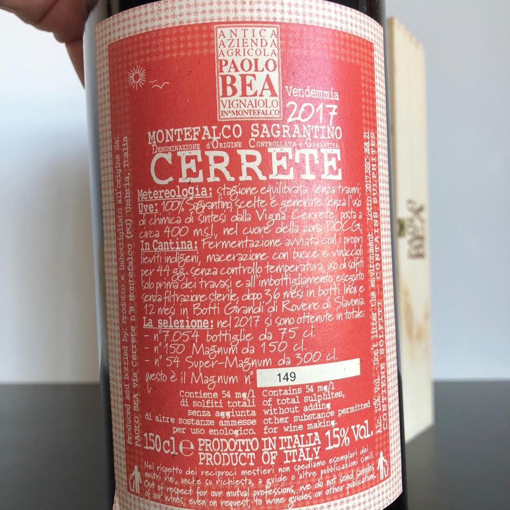 2017 Paolo Bea Cerrete Montefalco Sagrantino 1.5L Magnum DOCG, Italy