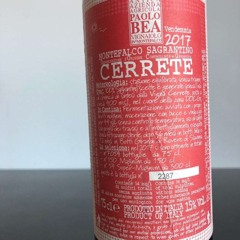 2017 Paolo Bea Cerrete Montefalco Sagrantino DOCG, Italy