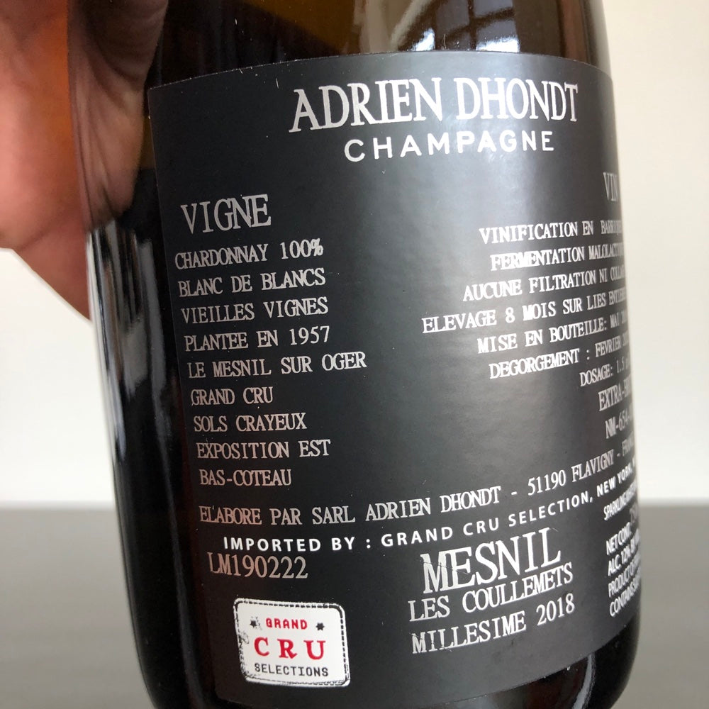 2018 Champagne Dhondt-Grellet Le Mesnil sur Oger 'Les Coullemets', Champagne, France