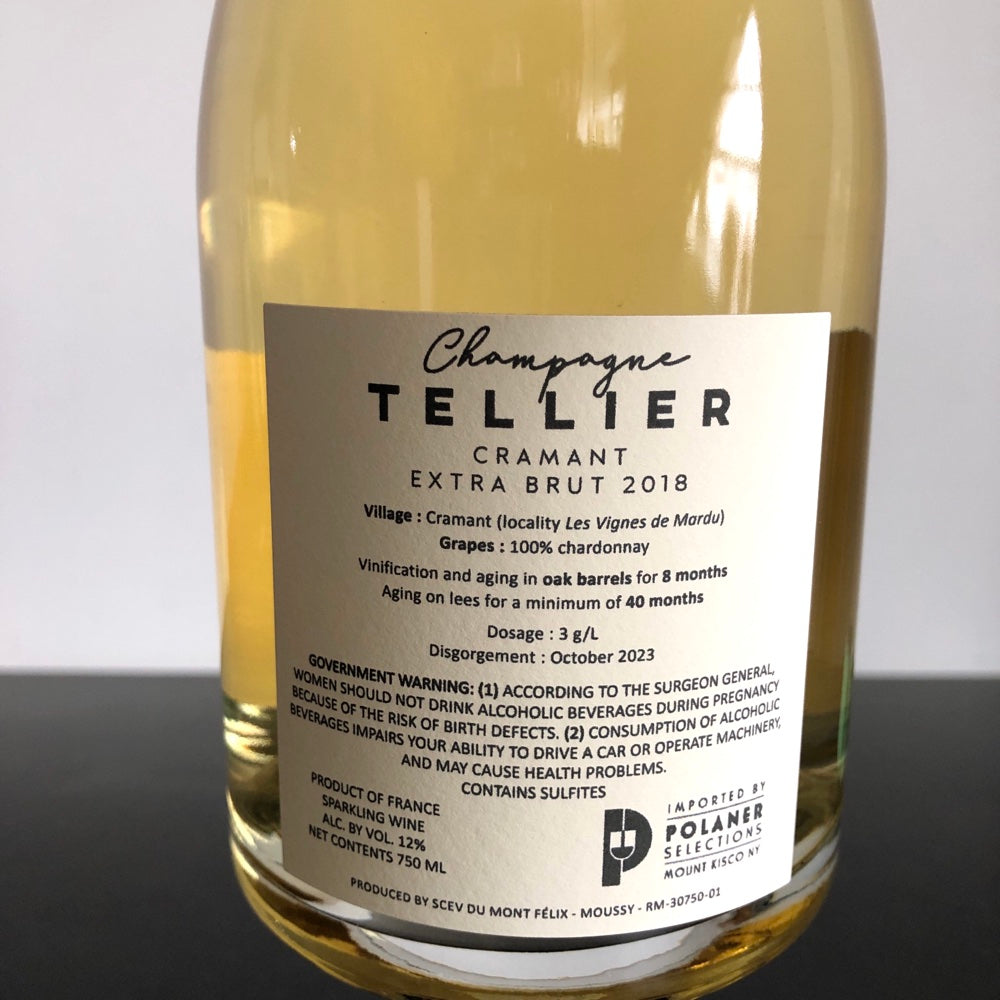 2018 Tellier 'Cramant' Grand Cru Blanc de Blancs Extra Brut Millesime Champagne, France