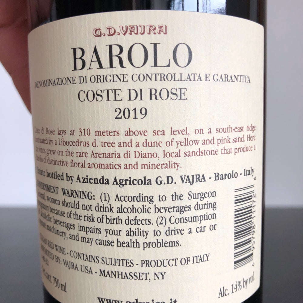 2019 G.D. Vajra 'Coste di Rose', Barolo DOCG, Italy