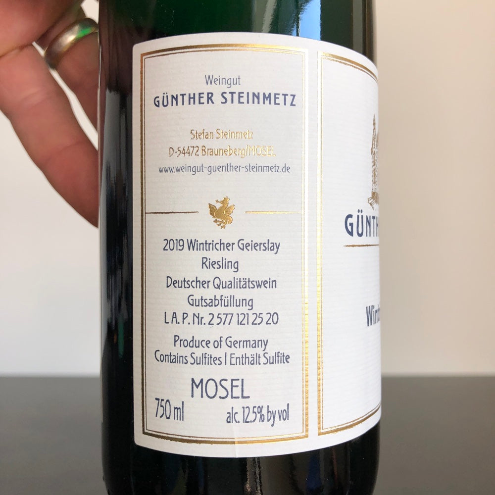 2019 Gunther Steinmetz Geierslay 'GW' Riesling, Mosel, Germany