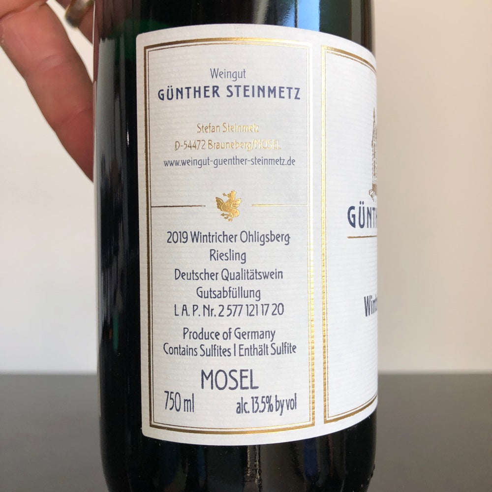 2019 Gunther Steinmetz Ohligsberg 'GW' Riesling, Mosel, Germany