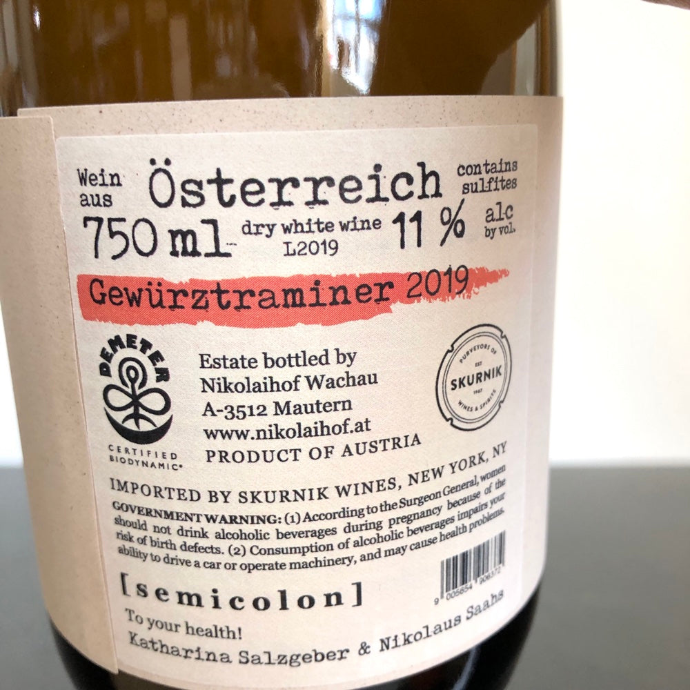 2019 Semicolon Wachau Gewurztraminer