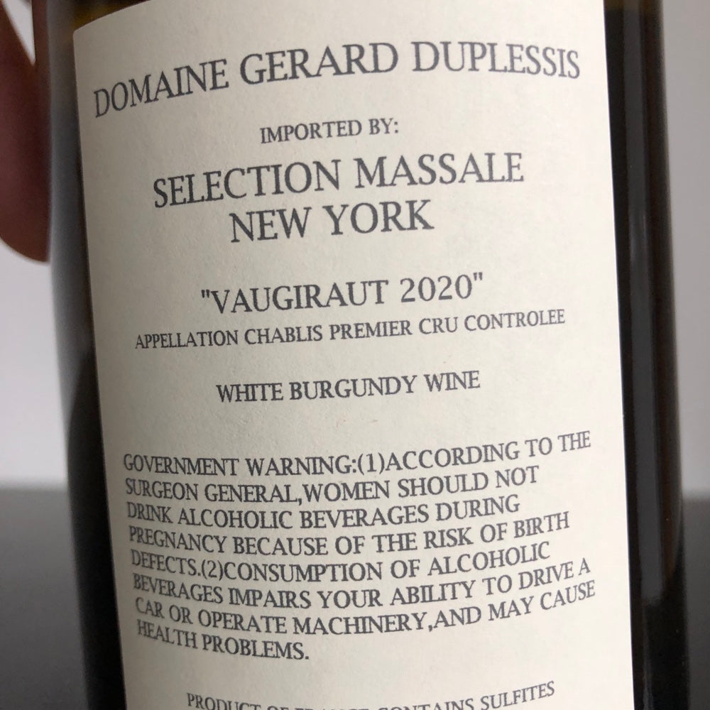 2021 Domaine Gerard Duplessis Vaugiraut Chablis Premier Cru, France