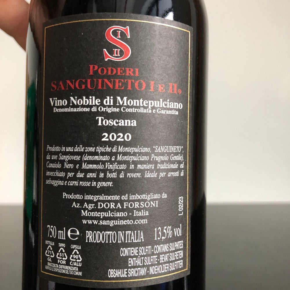 2021 Poderi Sanguineto I & II Vino Nobile di Montepulciano DOCG, Tuscany, Italy