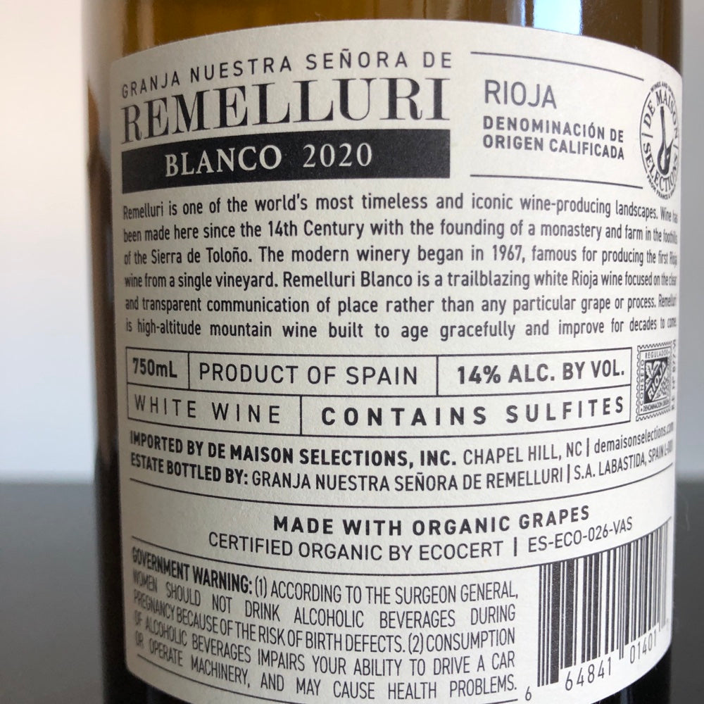 2020 Remelluri, Blanco Rioja DOCa, Spain