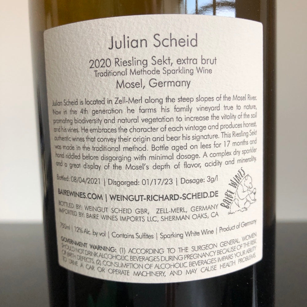 2020 Julian Scheid Riesling Sekt Brut Nature, Mosel, Germany