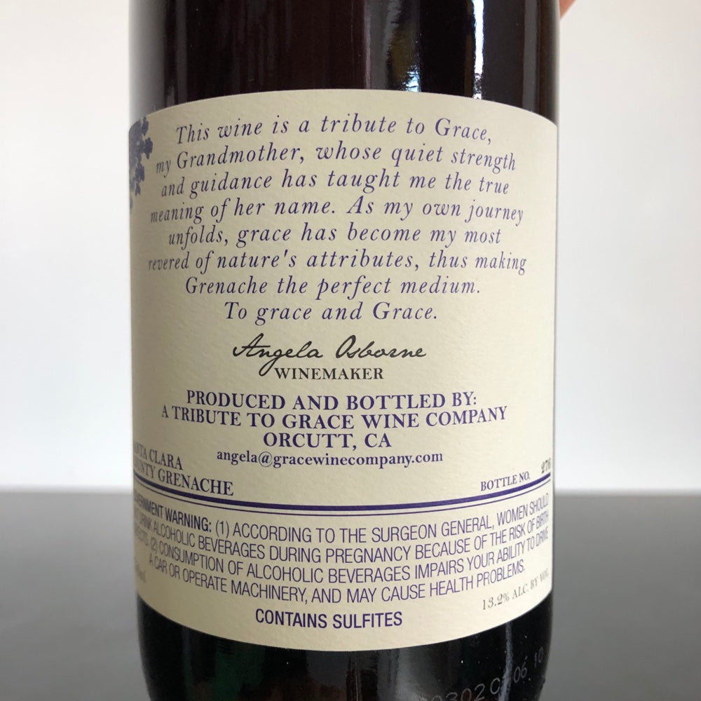 2022 A Tribute to Grace Besson Vineyard Grenache Central Coast, USA