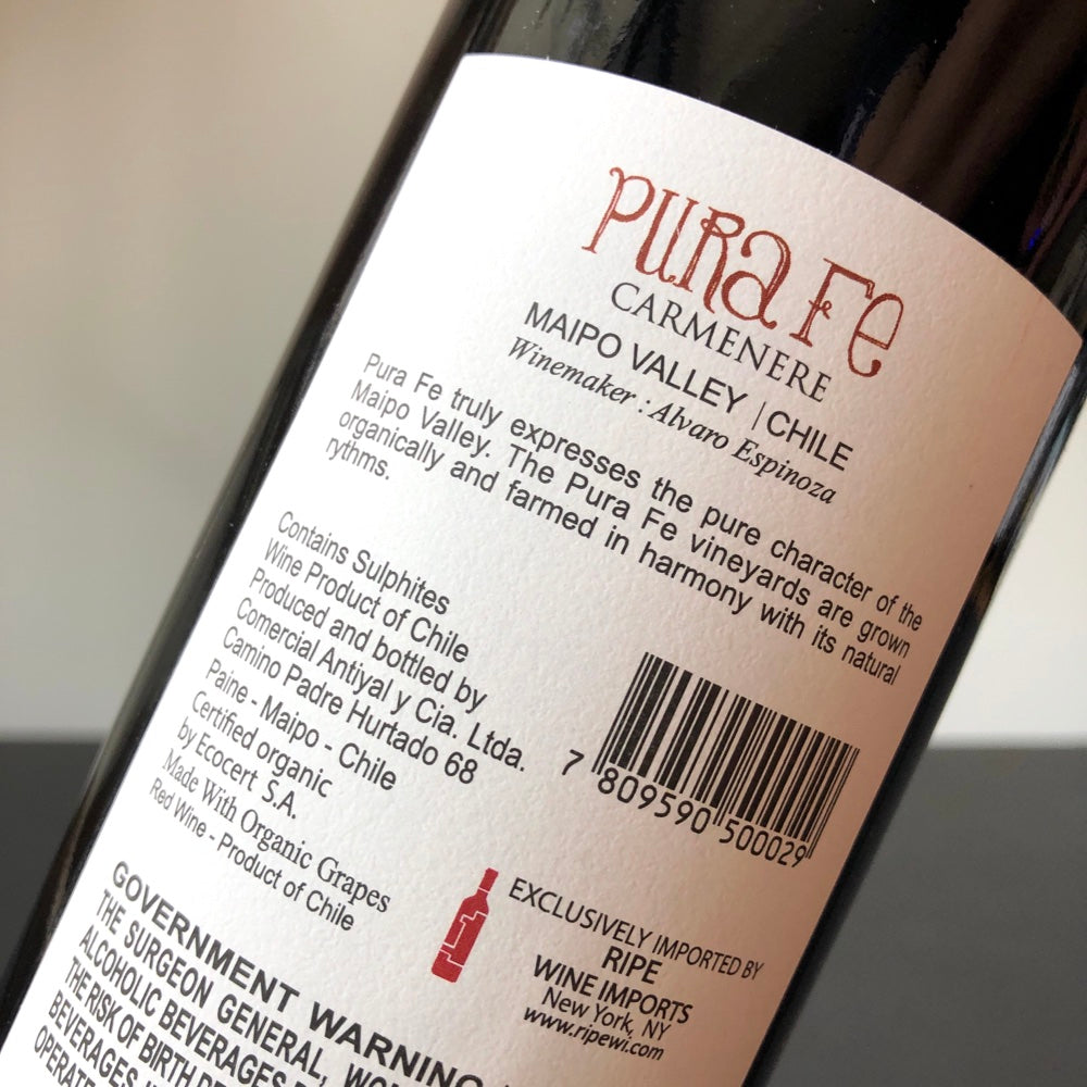 2021 Antiyal Pura Fe Carmenere, Maipo Valley, Chile