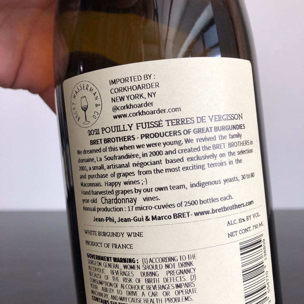 2021 Bret Brothers Pouilly-Fuisse Climat Terre de Vergisson Maconnais, France