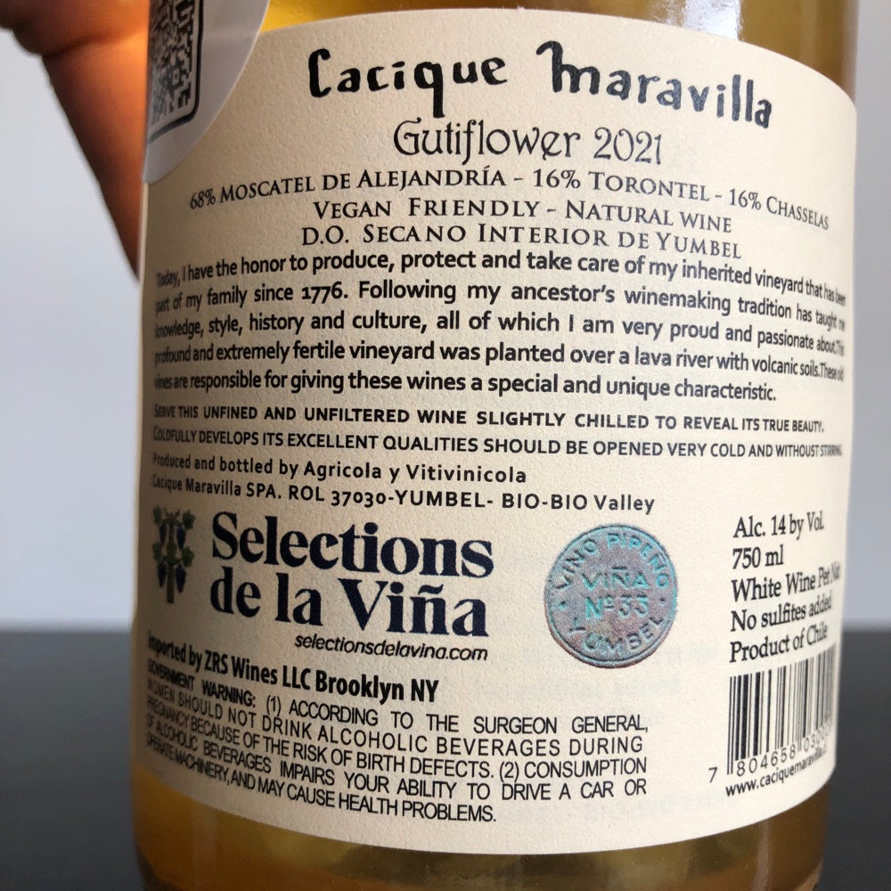 2021 Cacique Maravilla 'Gutiflower' Moscatel and Corinto, Yumbel, Chile