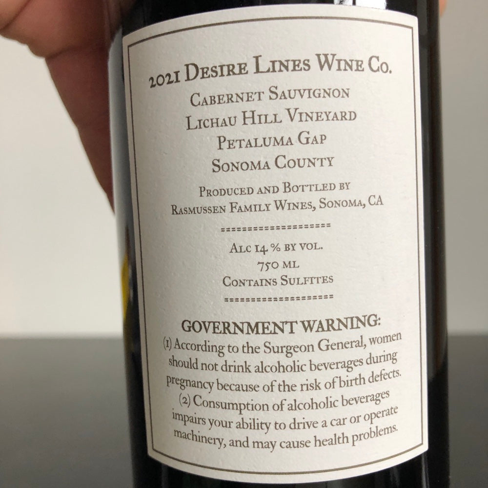 2021 Desire Lines Lichau Hill Vineyard Cabernet Sauvignon, Petaluma Gap, USA