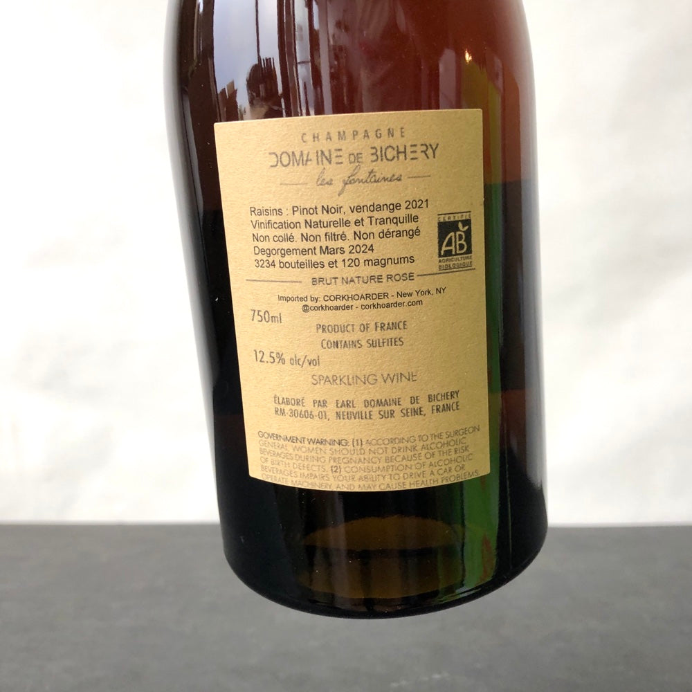 2021 Domaine de Bichery 'Les Fontaines' Rose Brut Nature, Champagne, France