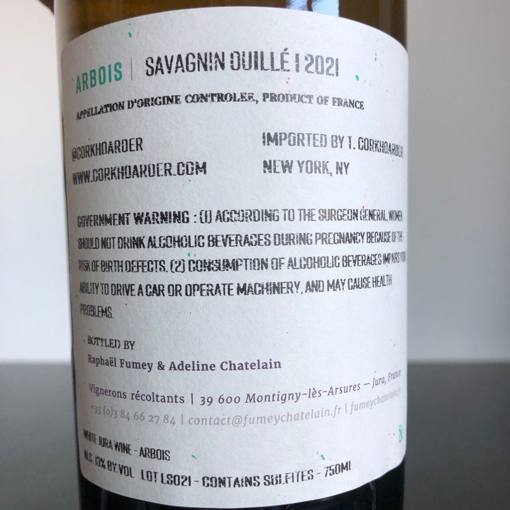 2021 Fumey-Chatelain  Arbois Savagnin Ouille, Jura, France