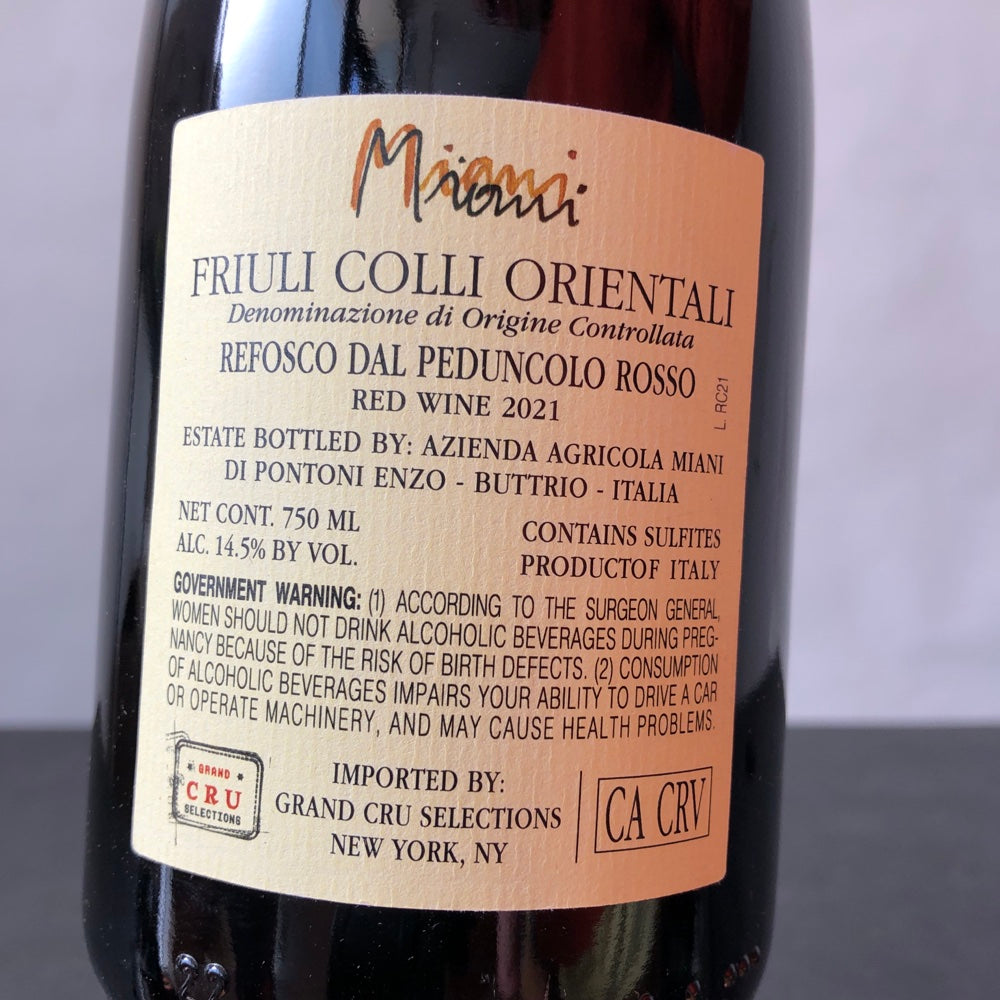 2021 Miani 'Cossut' Refosco Colli Orientali del Friuli, Friuli-Venezia Giulia, Italy