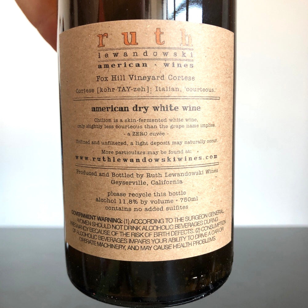 2021 Ruth Lewandowski 'Chilion' Fox Hill Vineyard Cortese Zero Mendocino County, USA