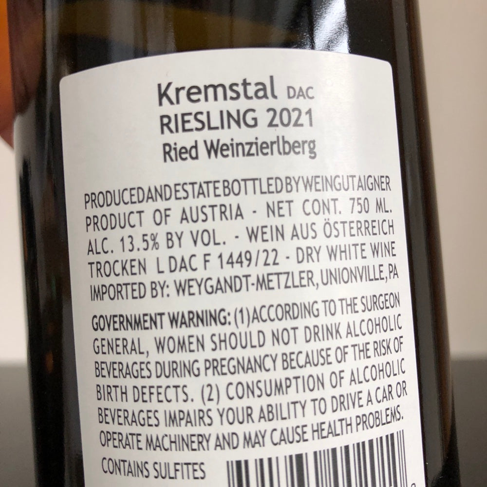 2021 Weingut Aigner Weinzierlberg Riesling Trocken, Kremstal DAC, Austria