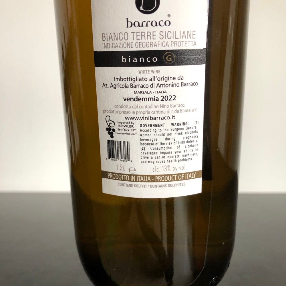 2022 Barraco Grillo Bianco Terre Siciliane `Bianco G` (Grillo) 1.5L Magnum