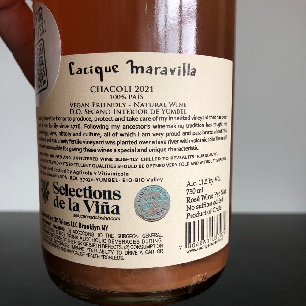 2022 Cacique Maravilla 'Vino Naranja' Moscatel de Alejandria, Yumbel, Chile