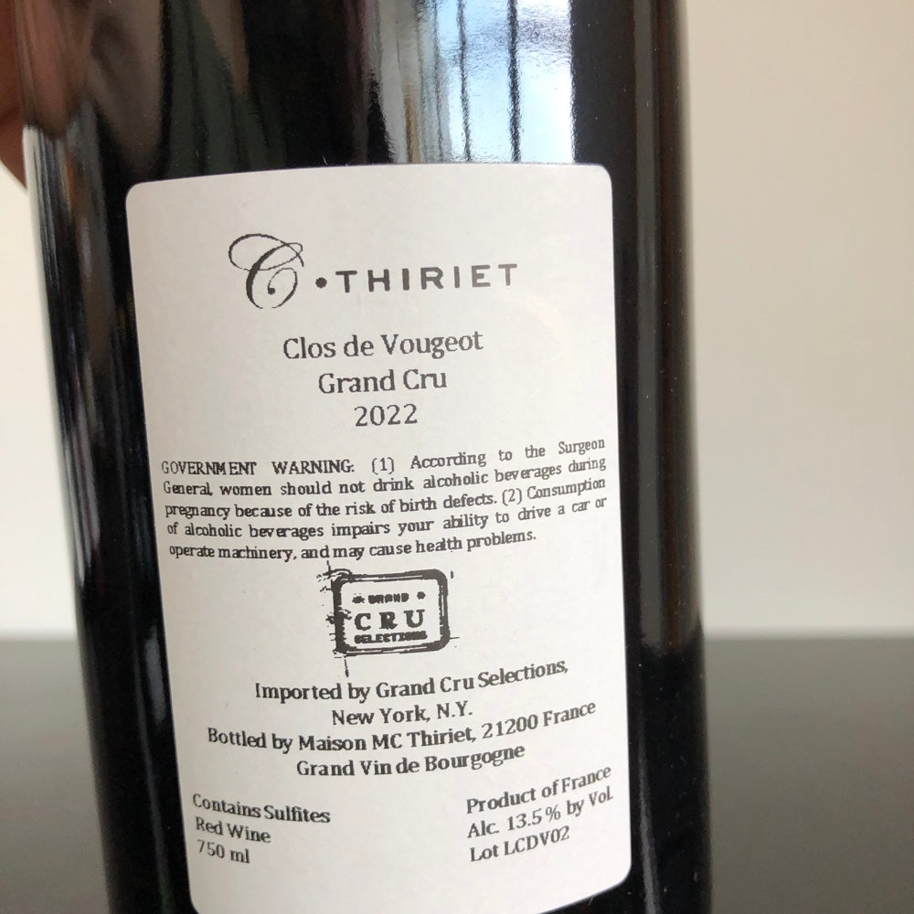 2022 Camille Thiriet Clos de Vougeot Grand Cru, Cote de Nuits, France