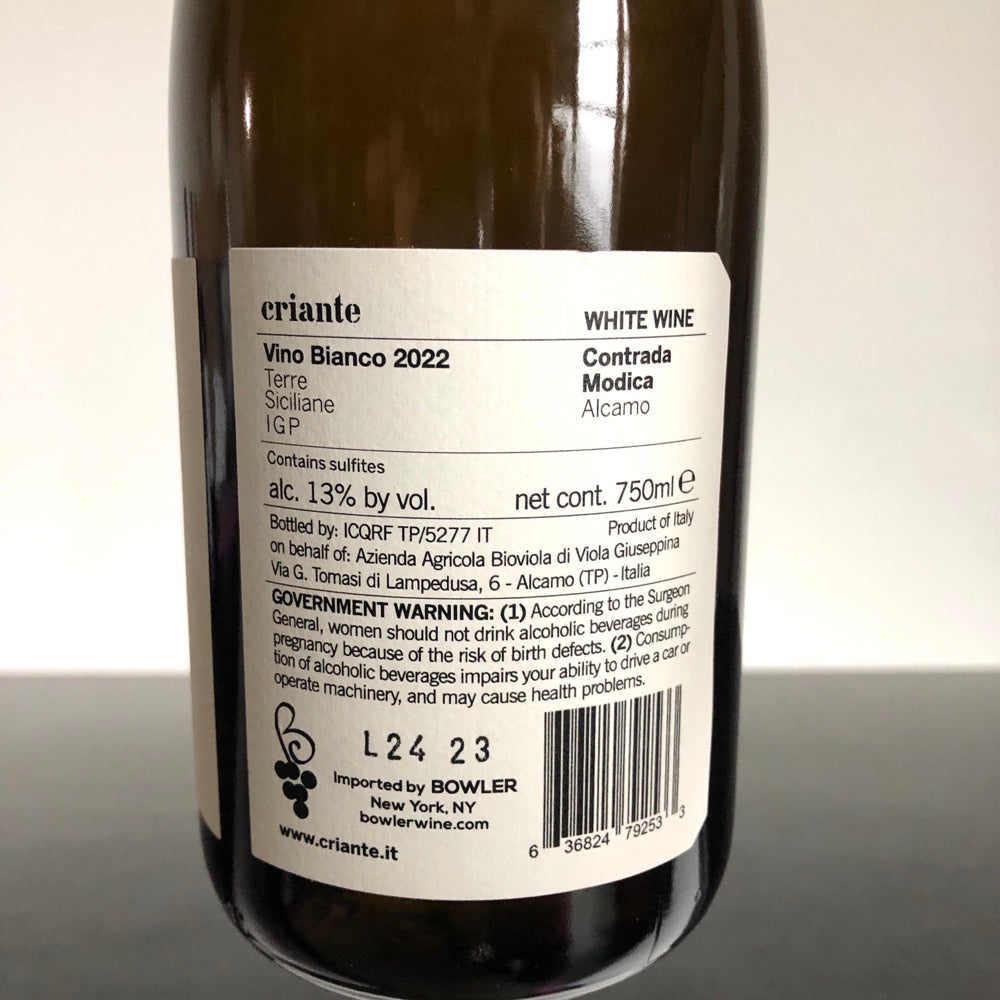 2022 Criante G22 Grillo, Sicily, Italy