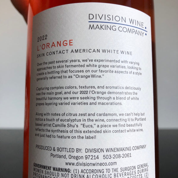 2022 Division Wine Making Company L'Orange, Oregon, USA