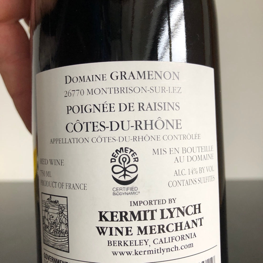 2022 Domaine Gramenon Cotes du Rhone Poignee de Raisins, Rhone, France
