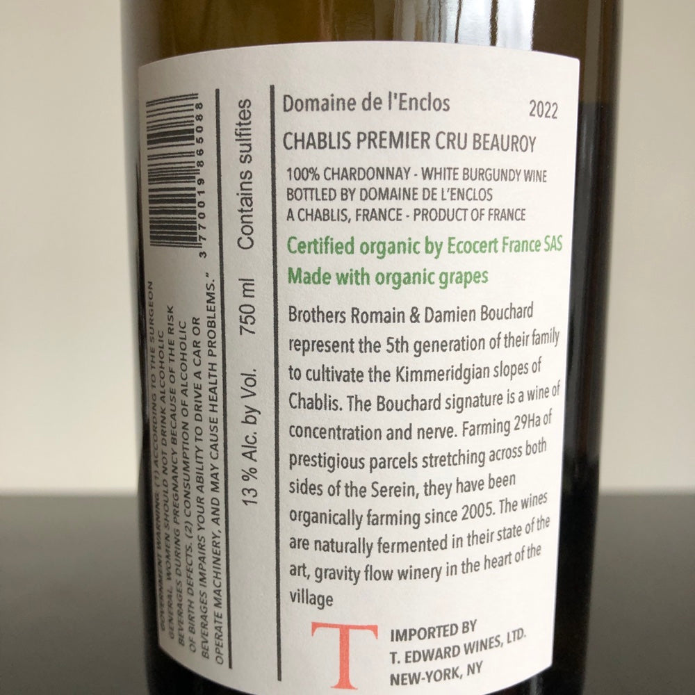 2022 Domaine de l'Enclos Beauroy, Chablis Premier Cru, France