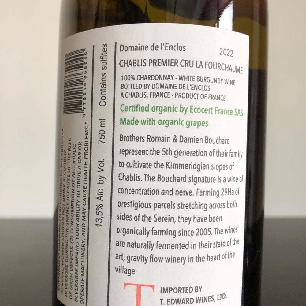 2022 Domaine de l'Enclos La Fourchaume, Chablis Premier Cru, France