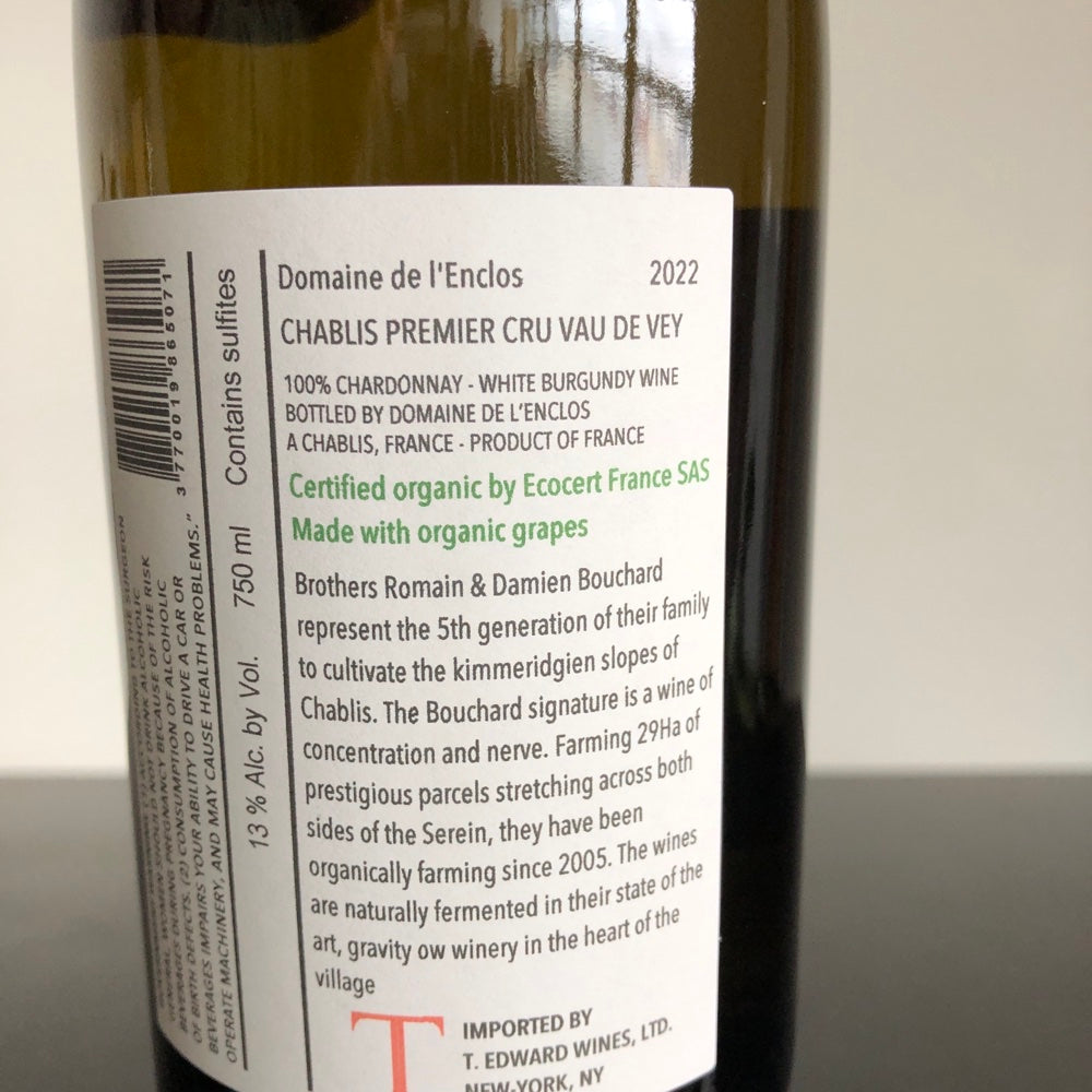 2022 Domaine de l'Enclos Vau de Vey, Chablis Premier Cru, France
