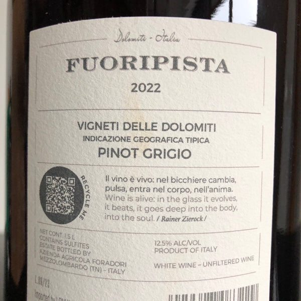 2022 Foradori 'Fuoripista' Pinot Grigio Vigneti delle Dolomiti IGT Trentino-Alto Adige 1.5L Magnum, Italy
