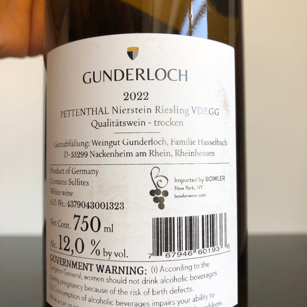 2022 Gunderloch Nierstein Pettenthal Riesling Grosses Gewachs Rheinhessen, Germany