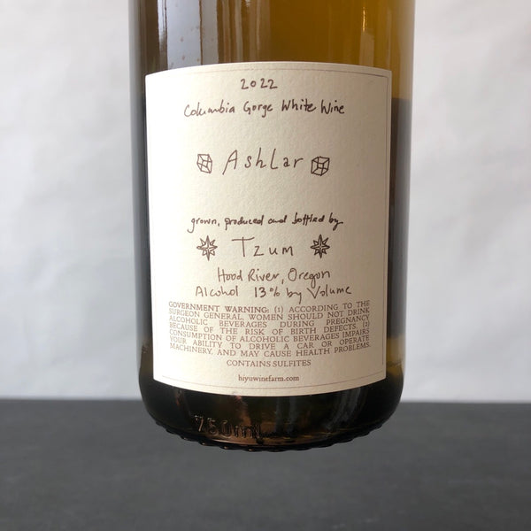 2022 Hiyu Wine Farm Tzum 'Ashlar' Columbia Gorge, USA