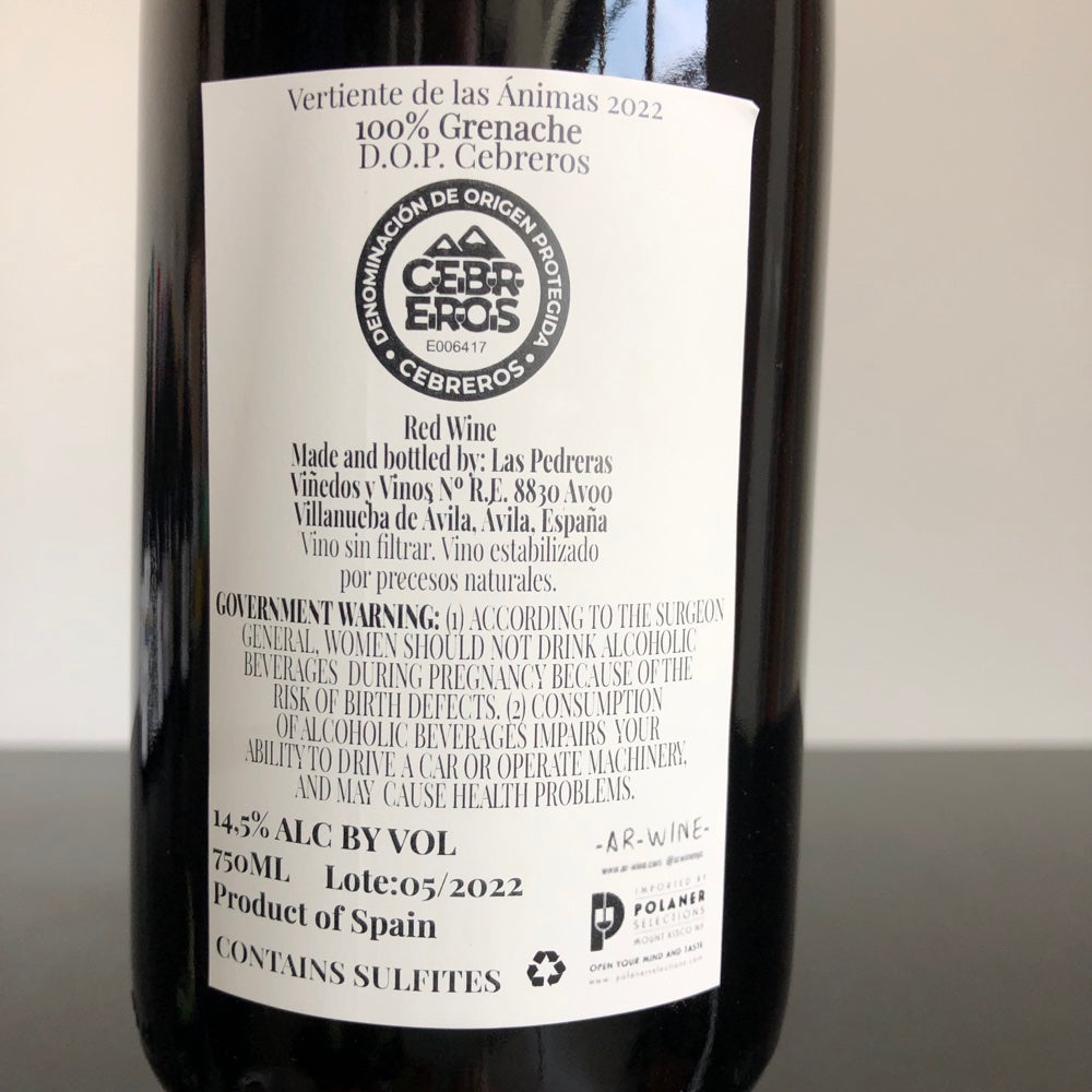 2022 Las Pedreras 'Las Ánimas' Garnacha Sierra de Gredos, Spain