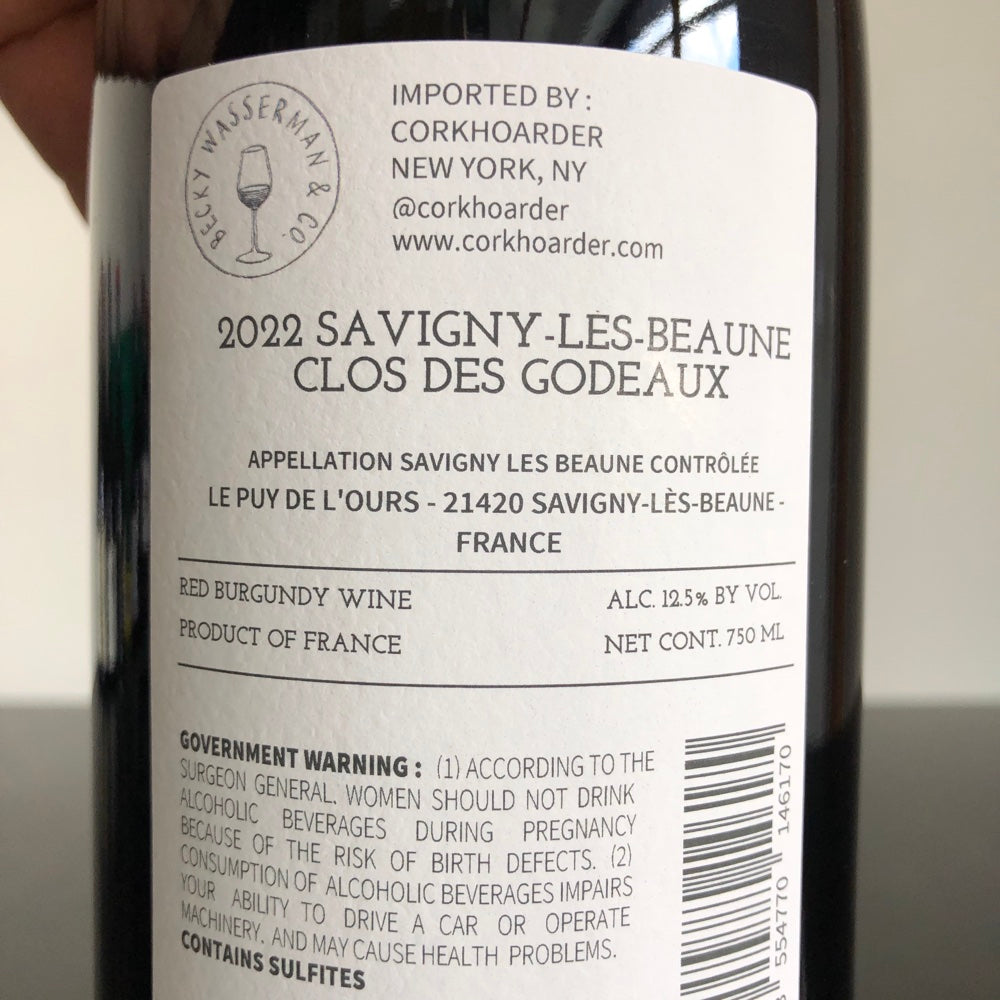 2022 Le Puy de L'Ours Savigny Lès Beaune Clos Des Godeaux, Burgundy, France
