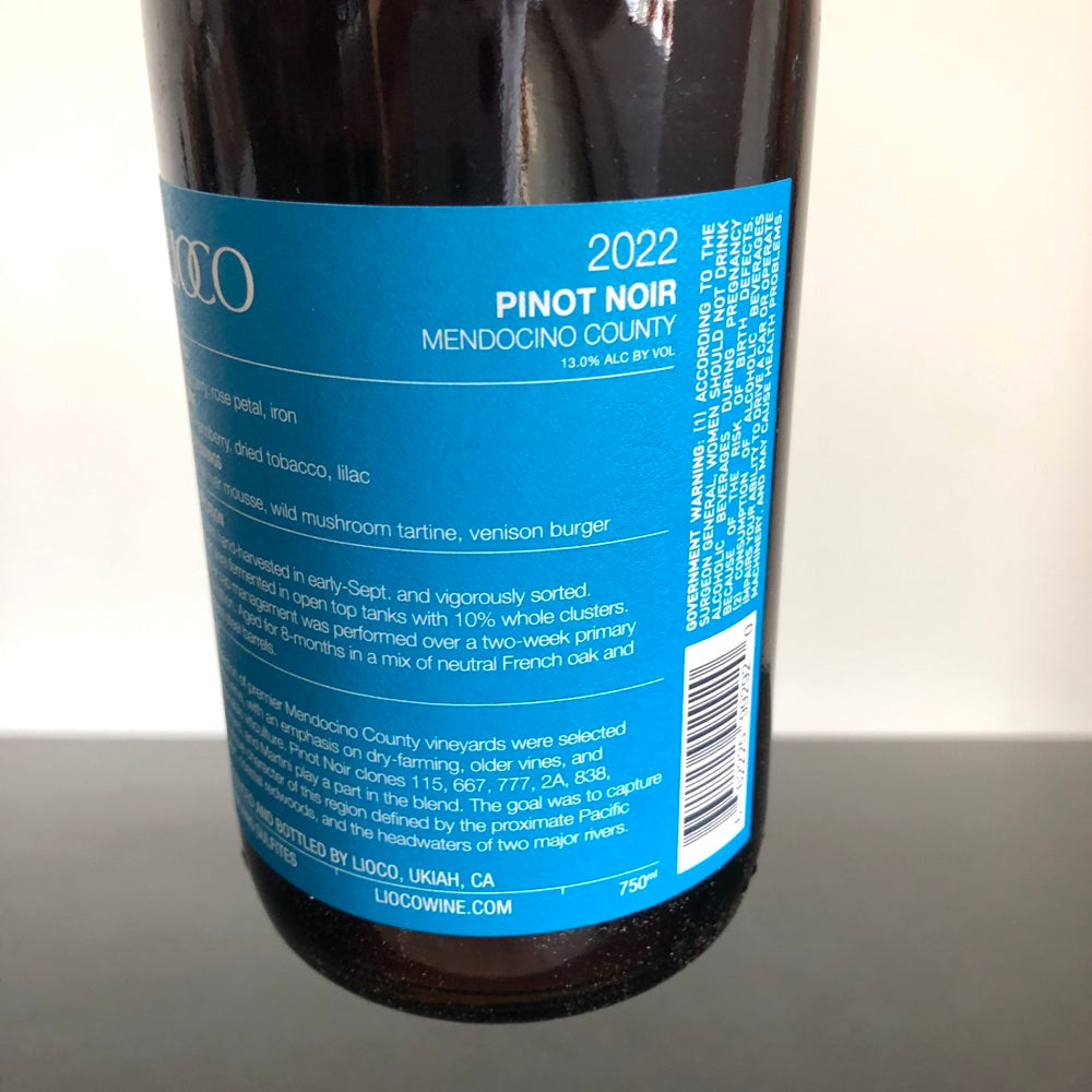 2022 Lioco Pinot Noir Mendocino County, California, USA