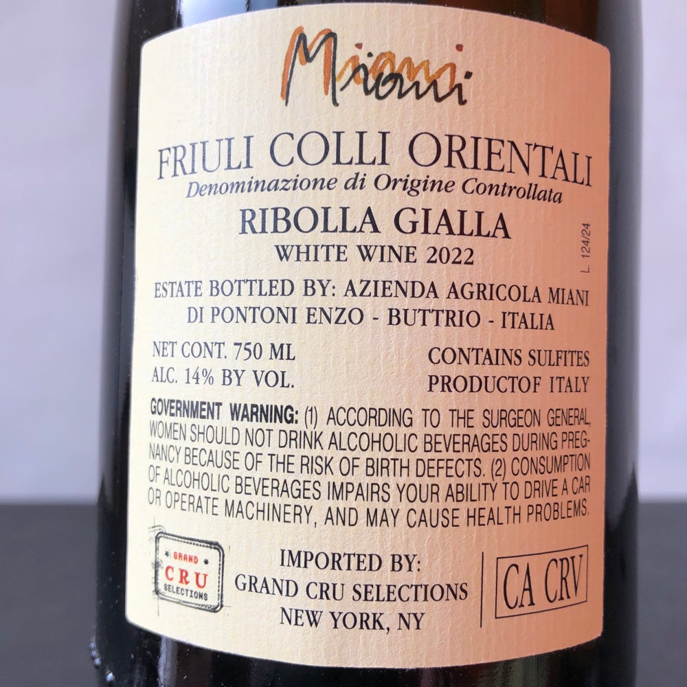 2022 Miani Pettarin Ribolla Gialla Colli Orientali del Friuli, Friuli-Venezia Giulia, Italy