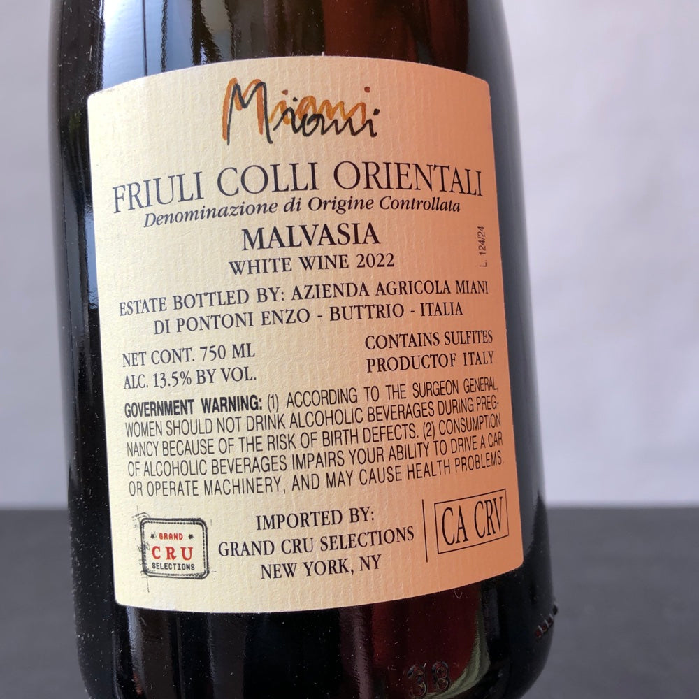 2022 Miani 'La Mont di Zuc' Malvasia, Friuli-Venezia Giulia, Italy