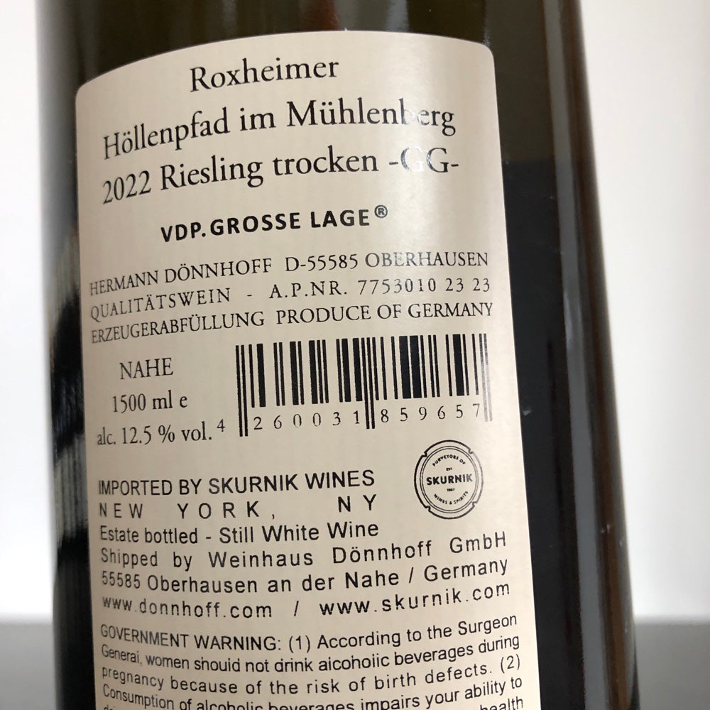 2022 Weingut Donnhoff Hollenpfad Im Muhlenberg Riesling Grosses Gewachs Nahe 1.5L MAGNUM, Germany