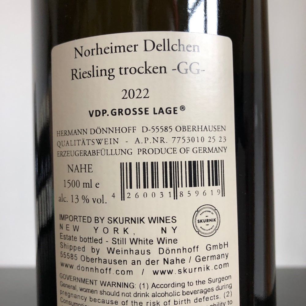 2022 Weingut Donnhoff Norheimer Dellchen Riesling Grosses Gewachs Nahe 1.5L Magnum, Germany