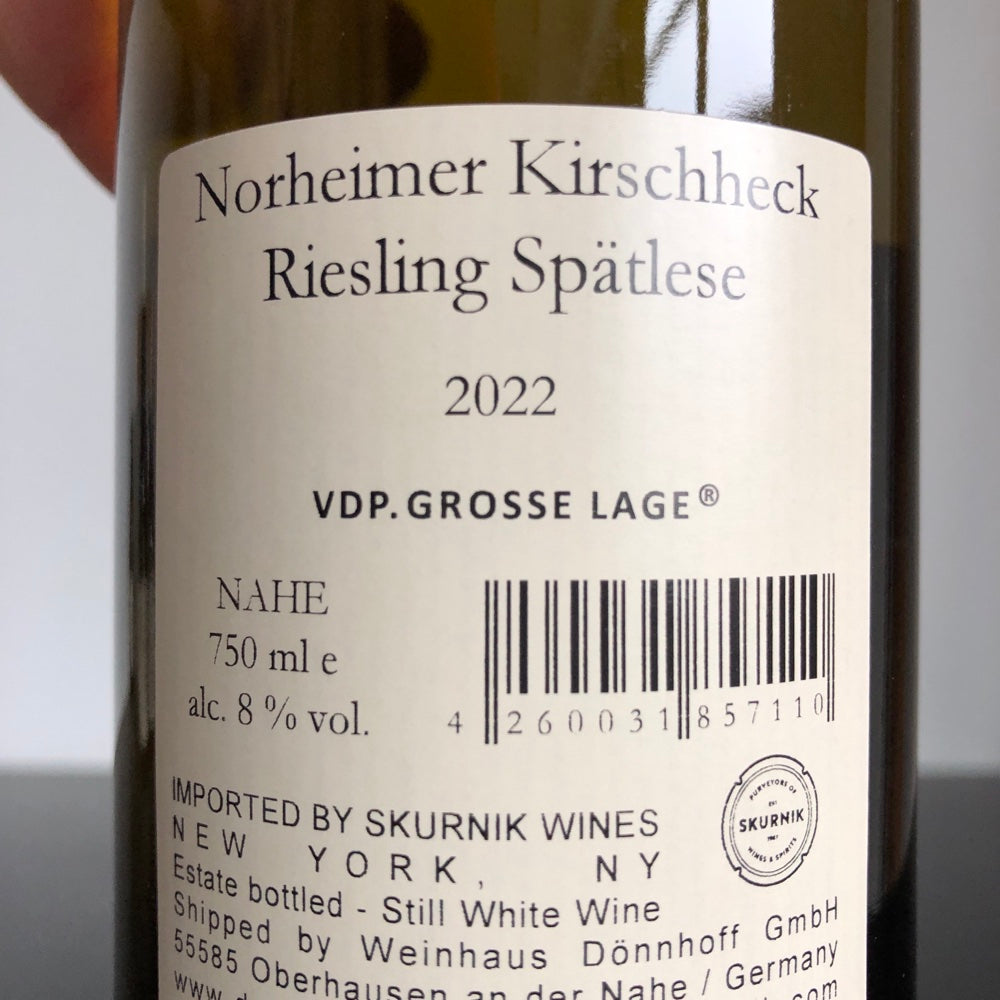 2022 Weingut Donnhoff Norheimer Kirschheck Riesling Spatlese Nahe, Germany